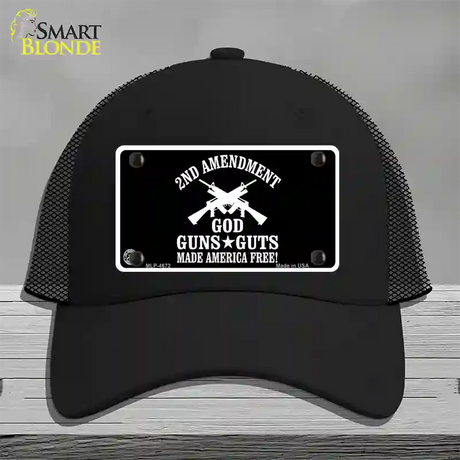 God, Guns, Guts Novelty License Plate Hat Mesh / Black