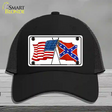 Confederate USA Crossed Flags Novelty License Plate Hat Mesh / Black