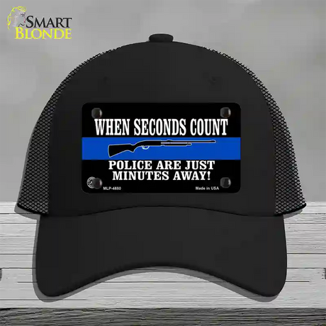 Police Are Just Minutes Away Novelty License Plate Hat Mesh / Black