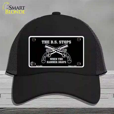 The BS Stops Novelty License Plate Hat Mesh / Black