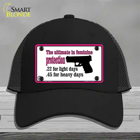 Feminine Protection Novelty License Plate Hat Mesh / Black