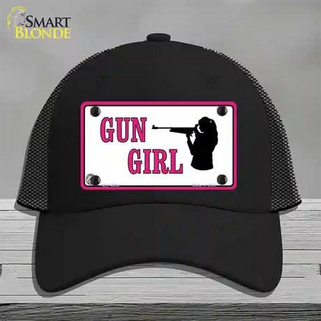 Gun Girl Novelty License Plate Hat Mesh / Black