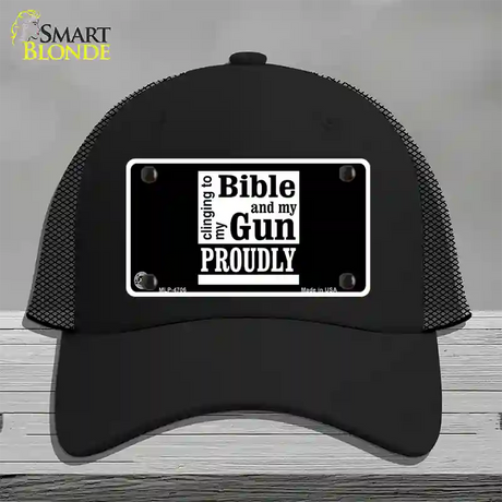 My Bible And My Gun Novelty License Plate Hat Mesh / Black