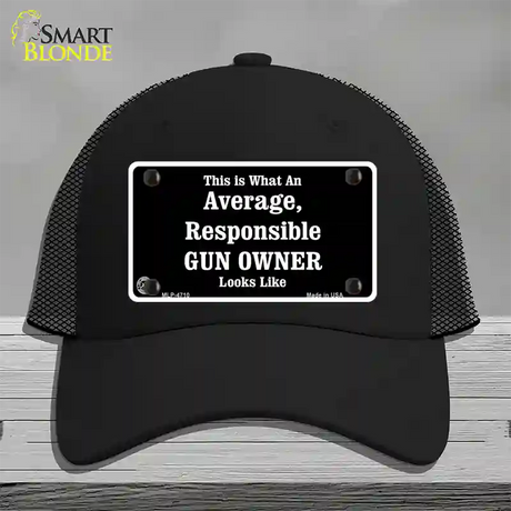 Average Gun Owner Novelty License Plate Hat Mesh / Black