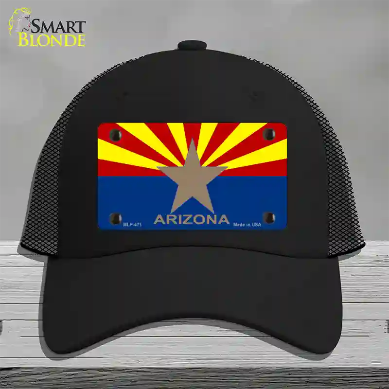 Arizona State Flag Novelty License Plate Hat Mesh / Black