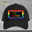 I Love My Woman Novelty License Plate Hat Mesh / Black