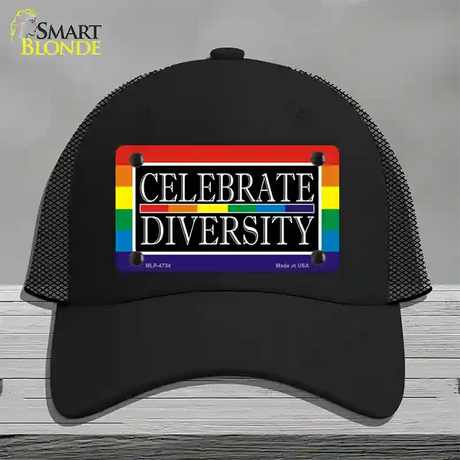 Celebrate Diversity Novelty License Plate Hat Mesh / Black