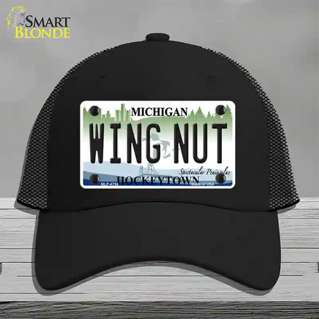 Wing Nut Michigan State Novelty License Plate Hat Mesh / Black