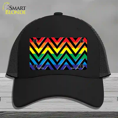 Rainbow Black Chevron Novelty License Plate Hat Mesh / Black