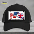 United States Britain Crossed Flags Novelty License Plate Hat Mesh / Black