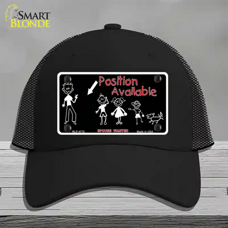 Position Available Novelty License Plate Hat Mesh / Black