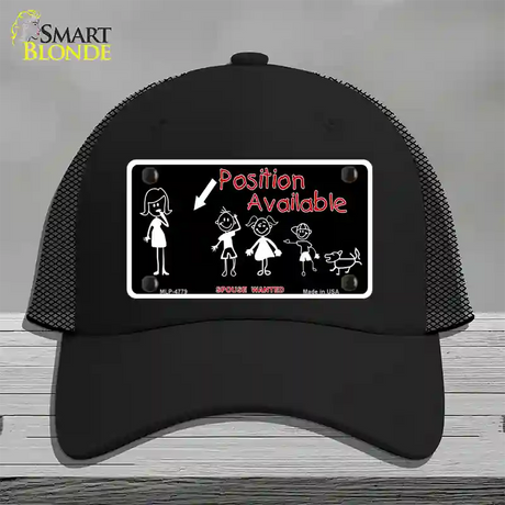 Position Available Male Novelty License Plate Hat Mesh / Black