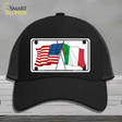 United States Italy Crossed Flags Novelty License Plate Hat Mesh / Black