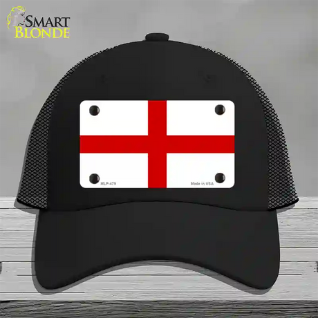 England Flag Novelty License Plate Hat Mesh / Black