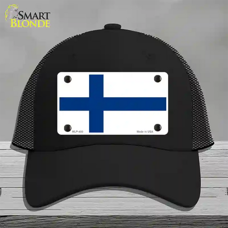 Finland Flag Novelty License Plate Hat Mesh / Black