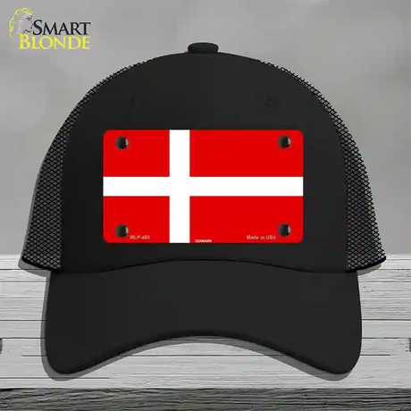 Denmark Flag Novelty License Plate Hat Mesh / Black