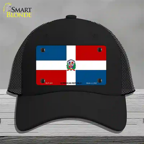 Dominican Republic Flag Novelty License Plate Hat Mesh / Black