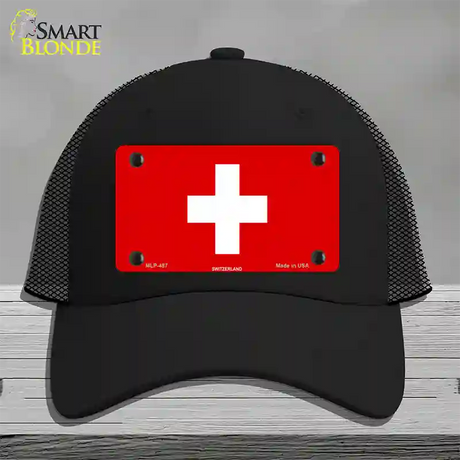 Switzerland Flag Novelty License Plate Hat Mesh / Black