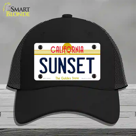 Sunset California Novelty License Plate Hat Mesh / Black