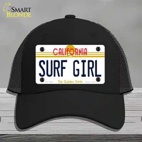 Surf Girl California Novelty License Plate Hat Mesh / Black