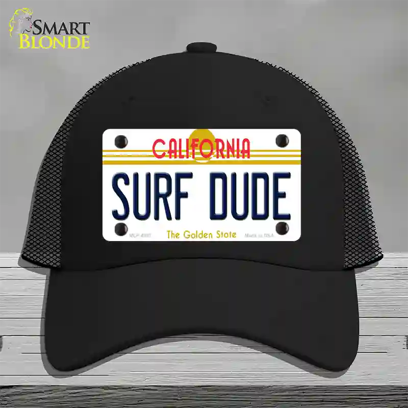 Surf Dude California Novelty License Plate Hat Mesh / Black