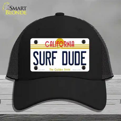 Surf Dude California Novelty License Plate Hat Mesh / Black