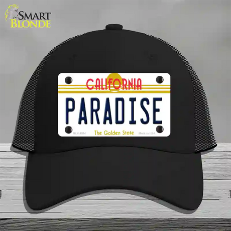 Paradise California Novelty License Plate Hat Mesh / Black