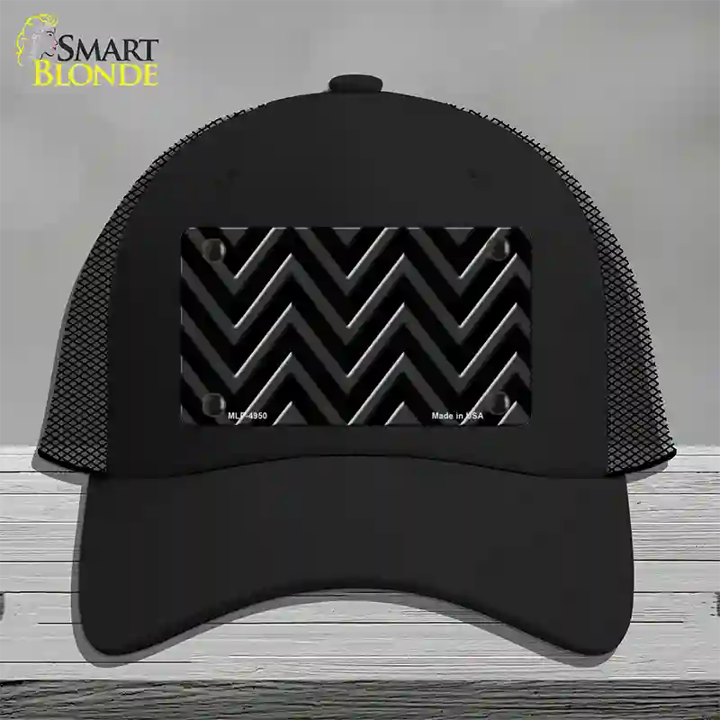 Black Light Black Large Chevron Novelty License Plate Hat Mesh / Black