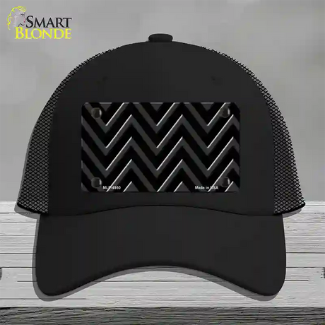 Black Light Black Large Chevron Novelty License Plate Hat Mesh / Black