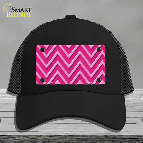 Pink Light Pink Large Chevron Novelty License Plate Hat Mesh / Black