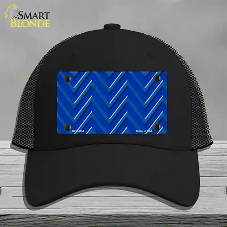 Blue Light Blue Large Chevron Novelty License Plate Hat Mesh / Black