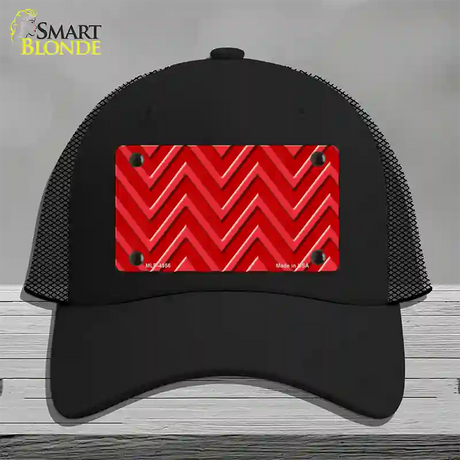 Red Light Red Large Chevron Novelty License Plate Hat Mesh / Black