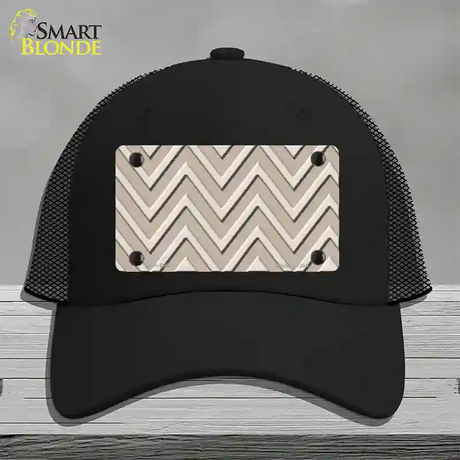 Tan Light Tan Large Chevron Novelty License Plate Hat Mesh / Black