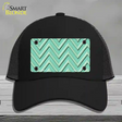 Mint Light Mint Large Chevron Novelty License Plate Hat Mesh / Black