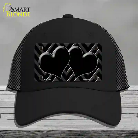 Black Light Black Chevon Heart Center Novelty License Plate Hat Mesh / Black