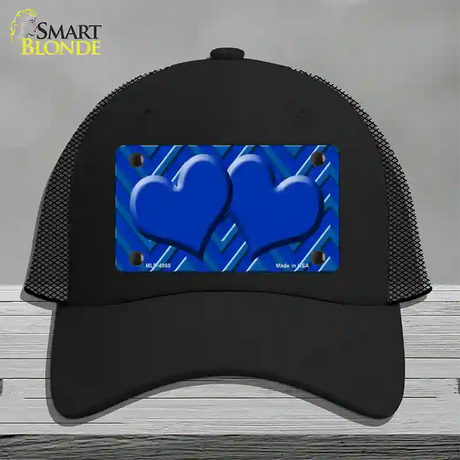 Blue Light Blue Heart Large Chevron Novelty License Plate Hat Mesh / Black