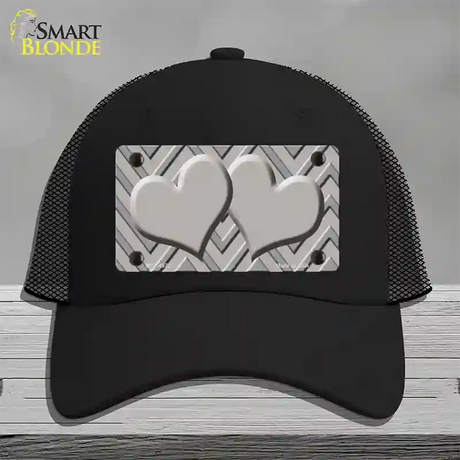 Grey Light Grey Heart Large Chevron Novelty License Plate Hat Mesh / Black