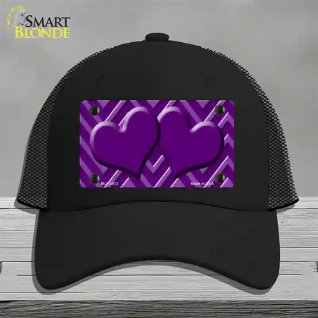 Purple Light Purple Heart Large Chevron Novelty License Plate Hat Mesh / Black