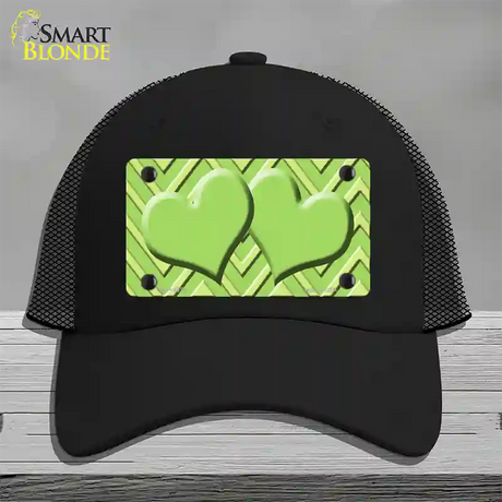 Lime Green Lighter Lime Green Heart Large Chevron Novelty License Plate Hat Mesh / Black