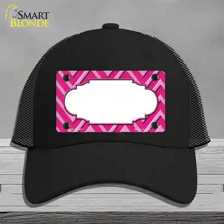 Pink Light Pink Scallop Large Chevron Novelty License Plate Hat Mesh / Black