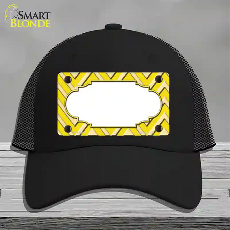 Yellow Light Yellow Scallop Large Chevron Novelty License Plate Hat Mesh / Black