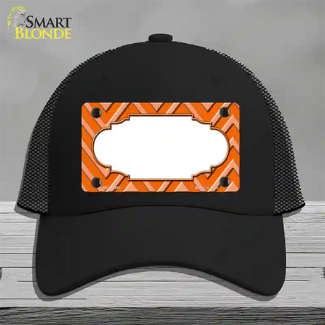 Orange Light Orange Scallop Large Chevron Novelty License Plate Hat Mesh / Black