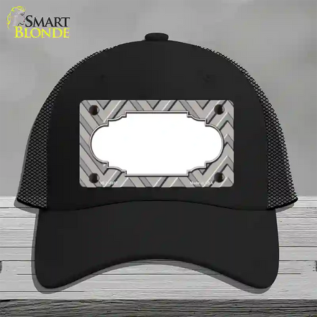 Grey Light Grey Scallop Large Chevron Novelty License Plate Hat Mesh / Black