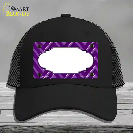 Purple Light Purple Scallop Large Chevron Novelty License Plate Hat Mesh / Black