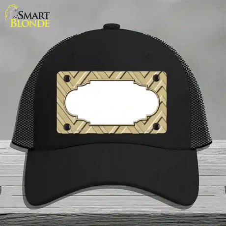 Gold Light Gold Scallop Large Chevron Novelty License Plate Hat Mesh / Black