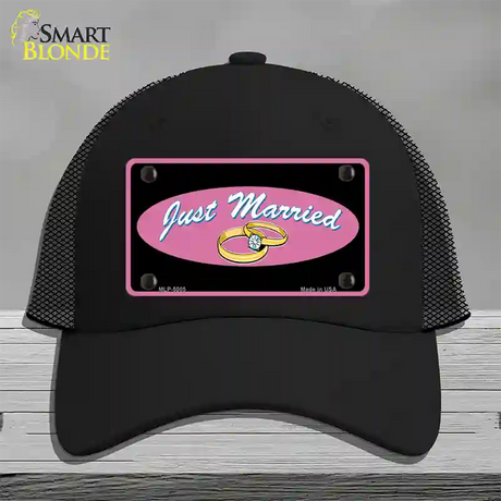 Just Married Novelty License Plate Hat Mesh / Black