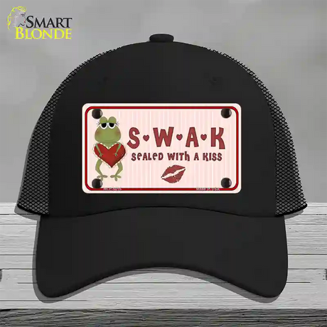 S.W.A.K. Valentine Frog Novelty License Plate Hat Mesh / Black