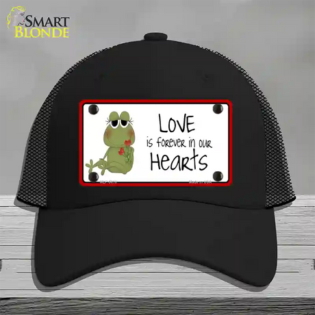 Love In Our Hearts Frog Novelty License Plate Hat Mesh / Black