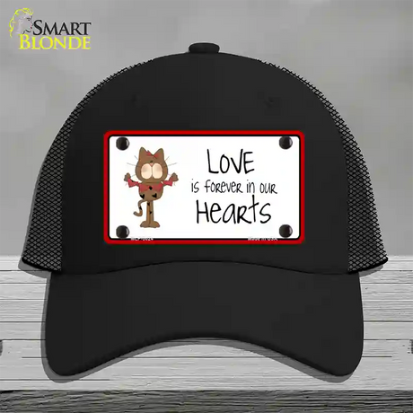 Love In Our Hearts Cat Novelty License Plate Hat Mesh / Black