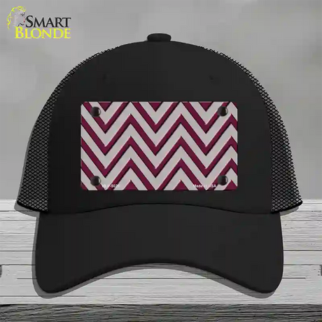 Maroon Grey Chevron Novelty License Plate Hat Mesh / Black